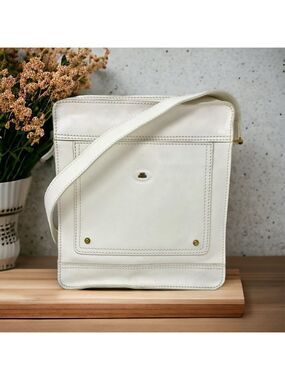 * The Trend Large White Leather Crossbody Book Bag Size L